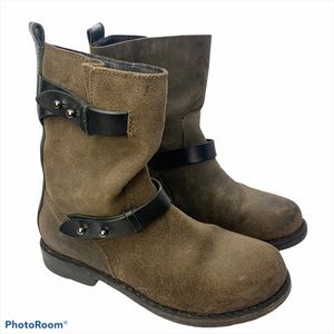 Rag and Bone Moto Boots Mid Calf Waxed Calfskin
